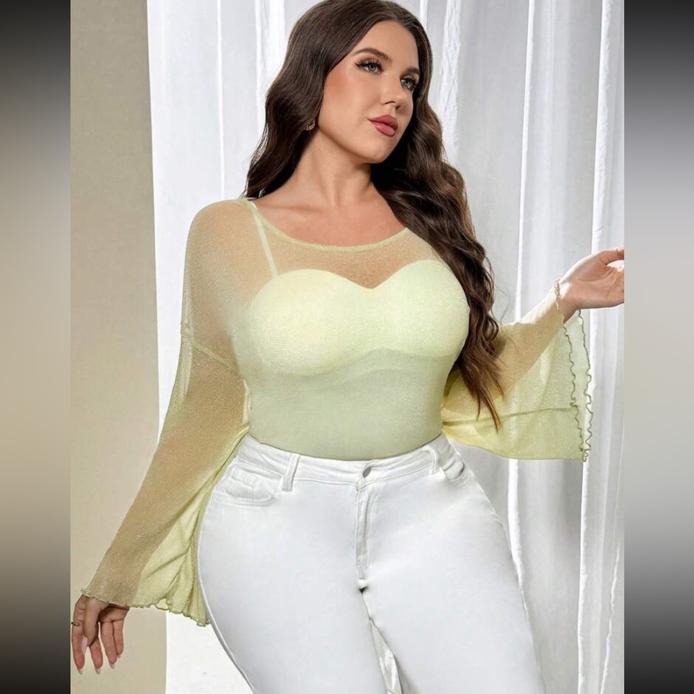 Buttery yellow Sheer Yellow Top - Picture 1 of 3